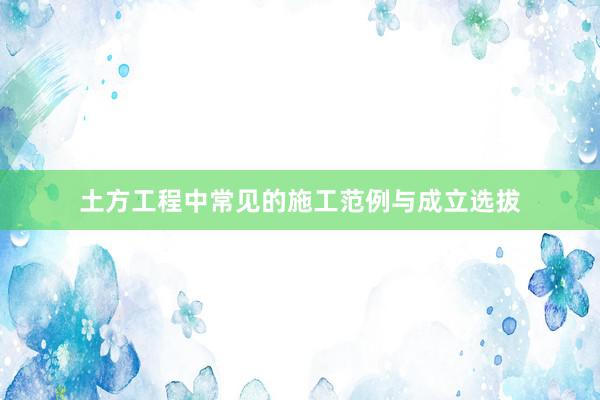 土方工程中常见的施工范例与成立选拔
