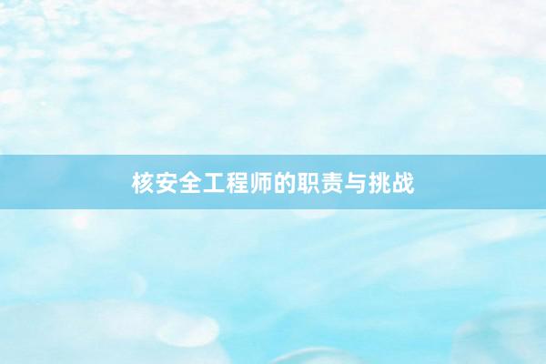 核安全工程师的职责与挑战
